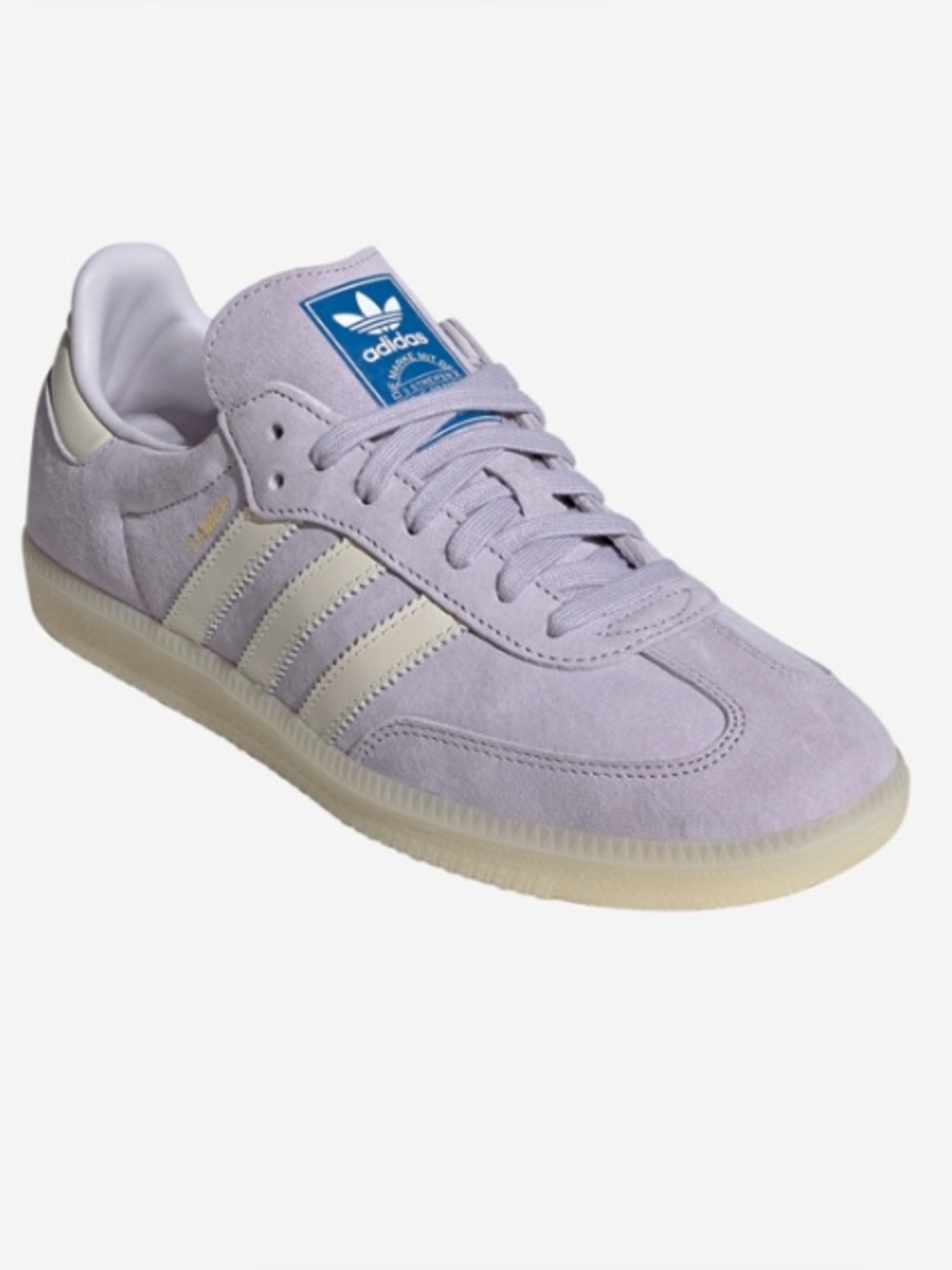 Adidas Samba OG 'Silver Dawn' lilac-purple suede upper with white stripes